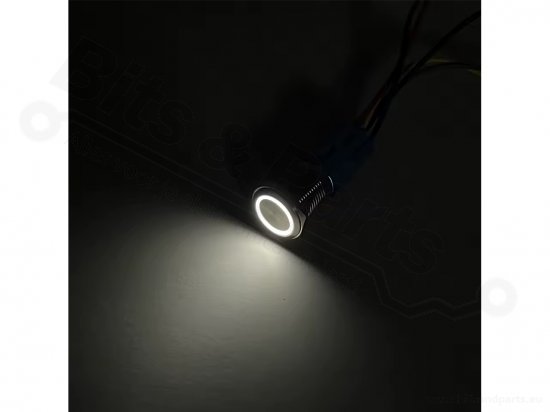 Push button (on/off) metal IP65 waterproof round 16mm white